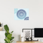 Poster Blue Aqua Lotus Henna Mandala Imprimer (Bureau à domicile)