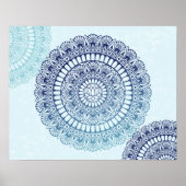 Poster Blue Aqua Lotus Henna Mandala Imprimer (Devant)