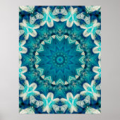 Poster Blue Aqua Mandala Rosette Retro Hippie (Devant)