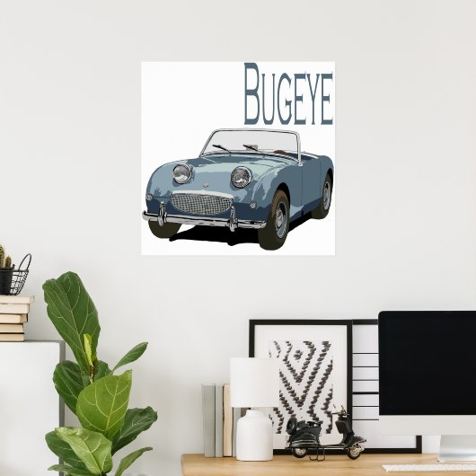 Poster Blue Austin Healey Sprite (Bureau à domicile)