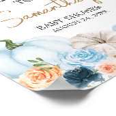 Poster Blue Autumn Flowers Citrouille Baby shower Bienven (Coin)