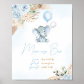 Poster Blue Balloon Elephant Baby shower Maman Osa Bar (Devant)