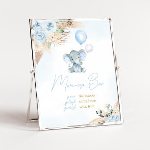Poster Blue Balloon Elephant Baby shower Maman Osa Bar