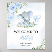 Poster Blue Balloon Floral Elephant Bienvenue (Devant)