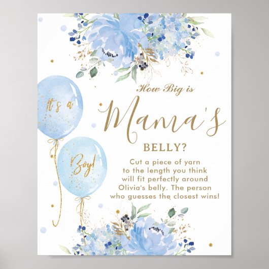 Poster Blue Balloons Floral Boy Comment Big Mama's Belly  (Devant)