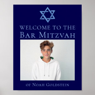 Poster Blue Bar Mitzvah Photo Star du David Party