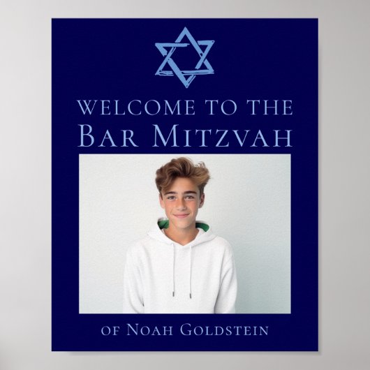 Poster Blue Bar Mitzvah Photo Star du David Party (Devant)