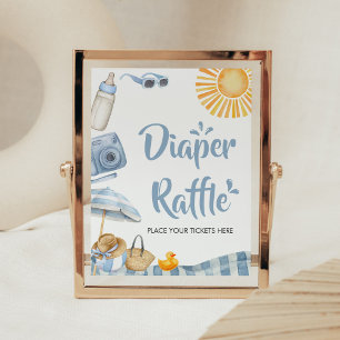 Poster Blue Beach Baby shower d'été Déchets Raffle