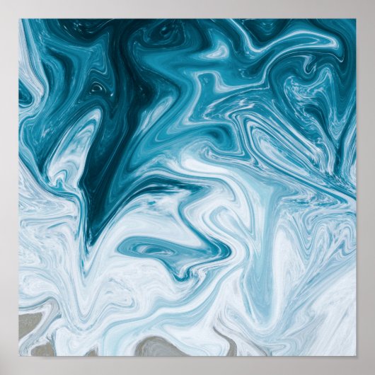 Poster Blue Beach Waves Abstract (Devant)