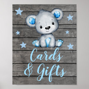 Poster Blue Bear Cards and Gifts Sign Table Sign Editable