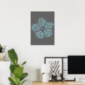 Poster Blue Beige Floral Bloom – Dark Grey Botanical Mode (Bureau à domicile)