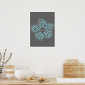 Poster Blue Beige Floral Bloom – Dark Grey Botanical Mode (Cuisine)