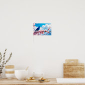 Poster Blue Bird on Cherry Blossom Branch (Cuisine)