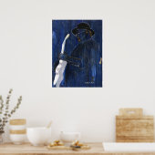 Poster Blue Blues Guitare lecteur peinture acrylique (Cuisine)