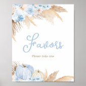 Poster Blue Boho Citrouille Baby shower Faveurs (Devant)