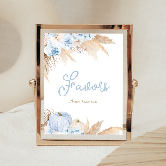 Poster Blue Boho Citrouille Baby shower Faveurs