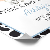 Poster Blue Boho Highland Cow Baby shower Bienvenue (Coin)