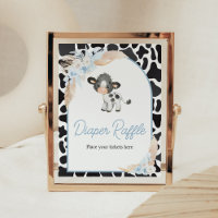 Blue Boho Highland Cow Baby shower Déchets Raffin