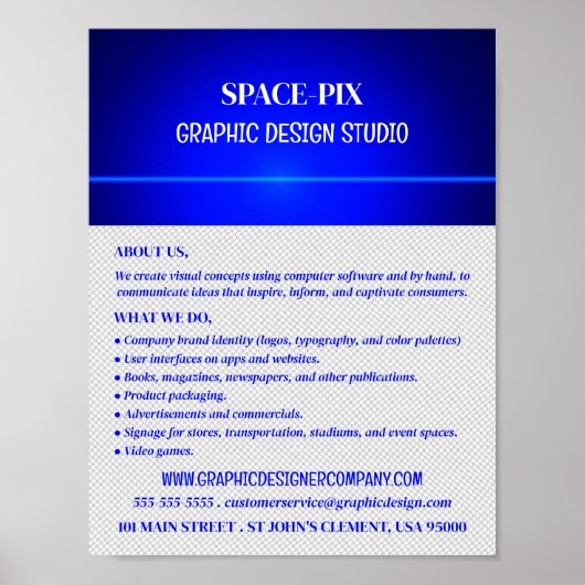 Poster Blue Bokeh Guilloché Design, Graphiste (Devant)