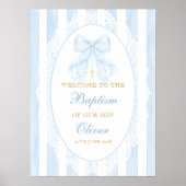 Poster Blue Bow Boy Baptism Welcome (Devant)