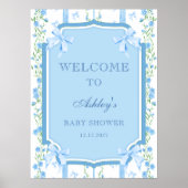 Poster Blue Bow Boy Shabby Chic Baby shower Bienvenue (Devant)