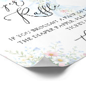 Poster Blue Bow Butterfly Baby Shower Diaper Raffle (Coin)