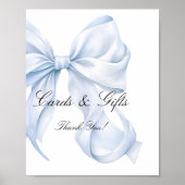 Poster Blue Bow Cards and Gifts Sign, Coquette Bow (Devant)