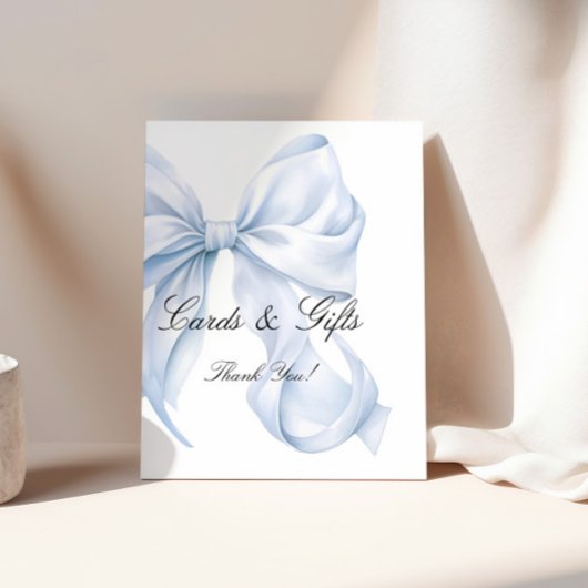 Poster Blue Bow Cards and Gifts Sign, Coquette Bow