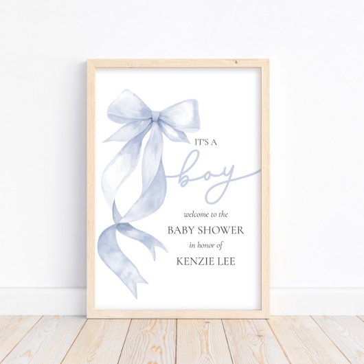 Poster Blue Bow C'est un Baby shower garçon