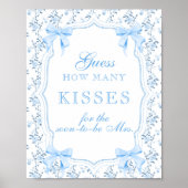 Poster Blue Bow Combien de baisers Fête des mariées Jeu (Devant)