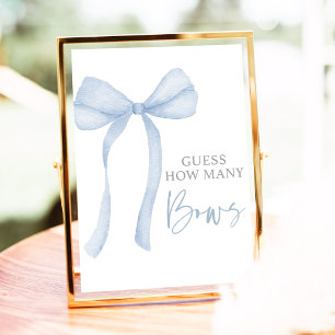 Poster Blue Bow Coquette Devine Combien de Baby showers