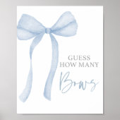 Poster Blue Bow Coquette Devine Combien de Baby showers (Devant)
