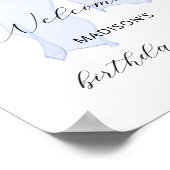 Poster Blue Bow Coquette fête d'anniversaire Bienvenue (Coin)