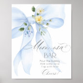 Poster Blue Bow floral Momosa bar aquarelle (Devant)