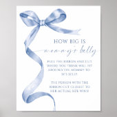Poster Blue Bow How Big is Mommy's Belly Baby shower Jeu (Devant)