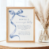Poster Blue Bow How Big is Mommy's Belly Baby shower Jeu
