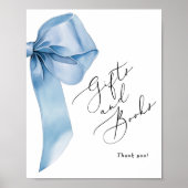 Poster Blue Bow Livres et cadeaux calligraphie élégante (Devant)