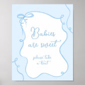 Poster Blue bow minimalist Baby sont baby shower doux (Devant)