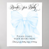 Poster Blue Bow Modern Elegant Baby shower Livre pour béb (Devant)