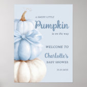 Poster Blue Bow Petit Citrouille Baby shower garçon Bienv (Devant)