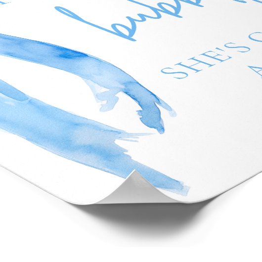 Poster Blue Bow Pop The Bubbly She's Getting A Hubby Sign (Coin)