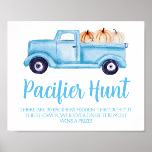 Poster Blue Boy Citrouille Pacifier chasse Baby shower je