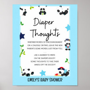 Poster Blue Boy Panda Baby Shower Game Sign