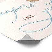 Poster Blue Boy Teddy Bear Baby shower Diapers & Cadeau (Coin)