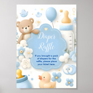 Poster Blue Bundle Joy : Baby Boy Douche Déchets Raffle