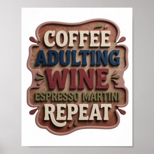 Poster Blue CAFÉ DEVIENT ADULTE VIN ESPRESSO MARTINI RÉPÈ (Devant)