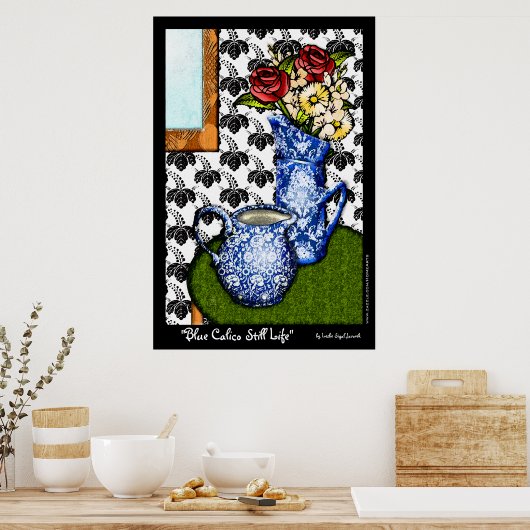 Poster Blue Calico Still Life (Poster d'art raffiné) (Cuisine)