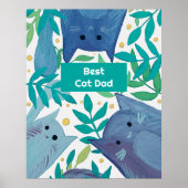 Poster Blue Cats & branches Meilleur chat papa (Devant)