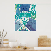 Poster Blue Cats & branches Meilleure maman chat (Cuisine)