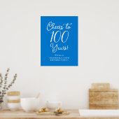 Poster Blue Cheers to 100 ans Anniversaire Bienvenue (Cuisine)